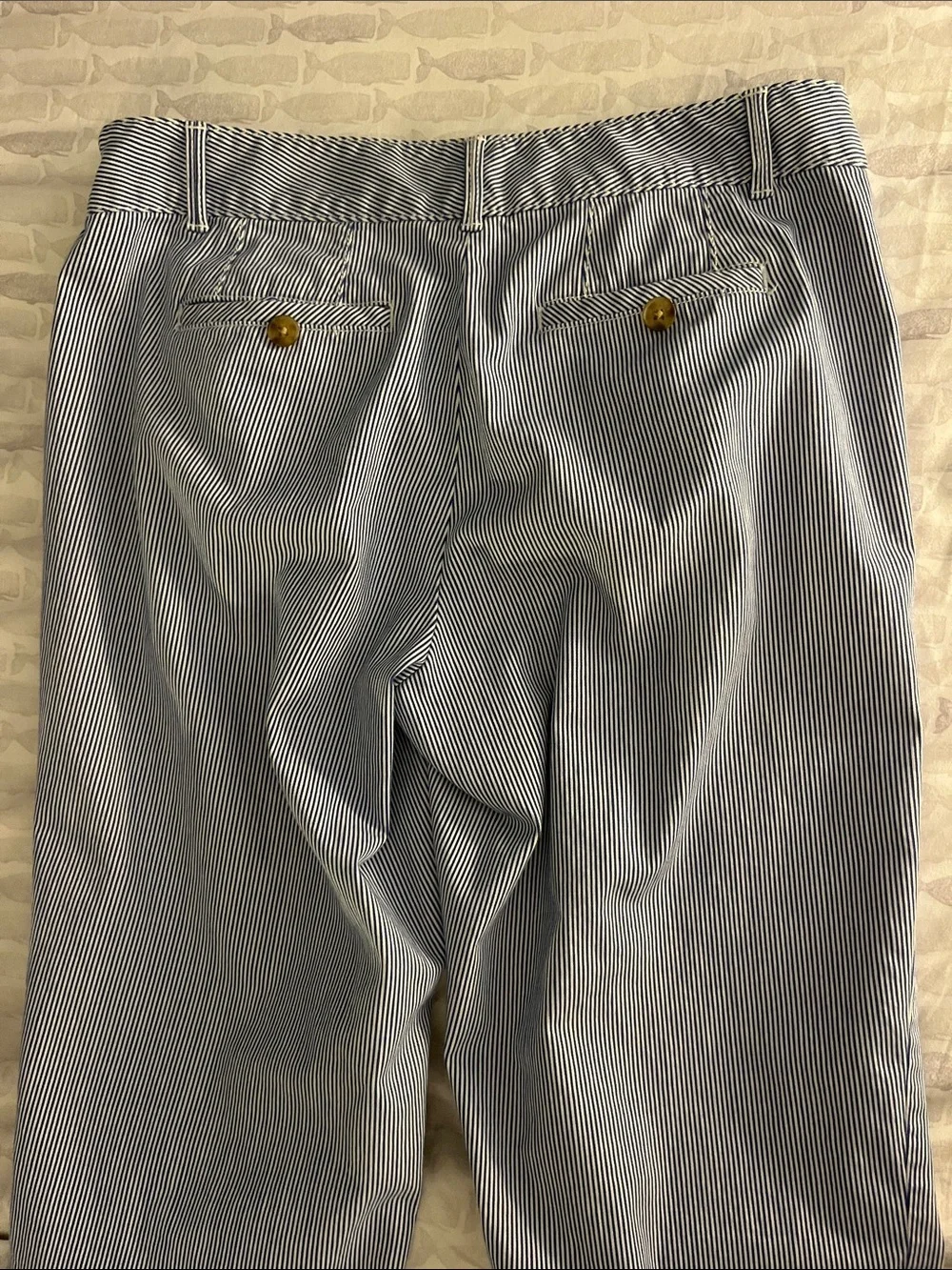Women’s Blue & White Pinstripe Chinos Capris